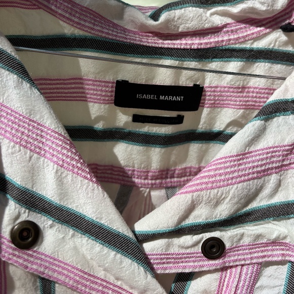 Isabel Marant Striped Long Sleeve Button-Up Top - Picture 4 of 10